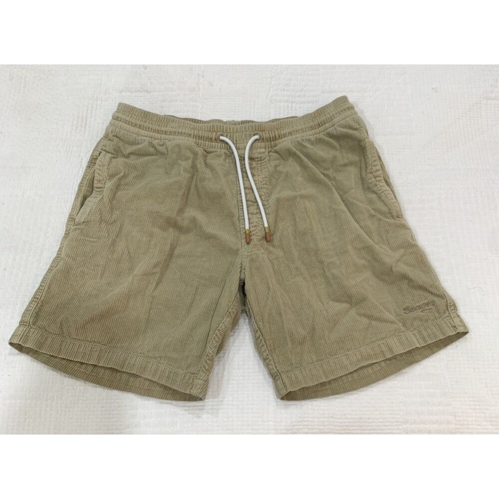 Seager Corduroy Shorts Mens Medium Brown Tan DrawString 7 Inch Beach Hiking